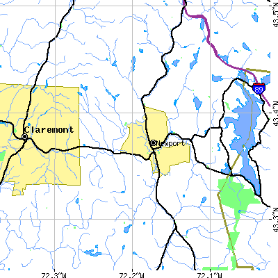 Zip code 03773 close-up map