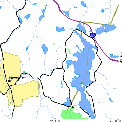 Zip code 03782 close-up map