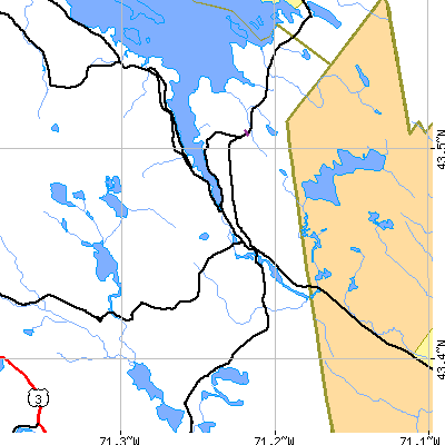 Zip code 03809 close-up map