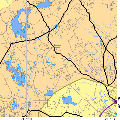 Zip code 03811 close-up map