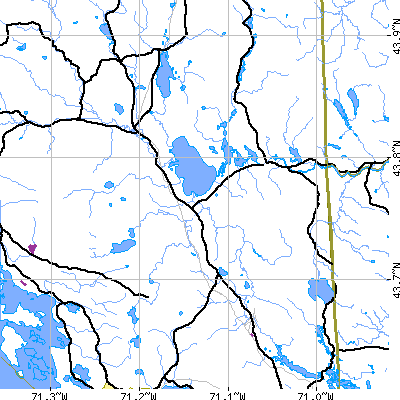 Zip code 03814 close-up map