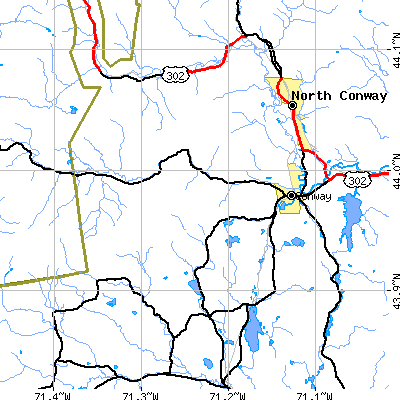 Zip code 03818 close-up map