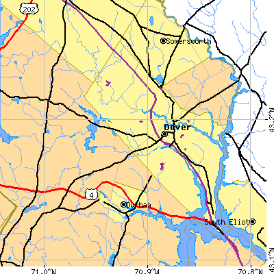 Zip code 03820 close-up map