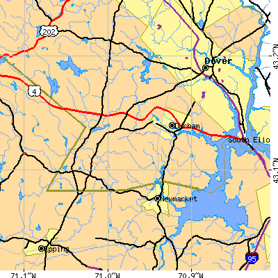 Zip code 03824 close-up map