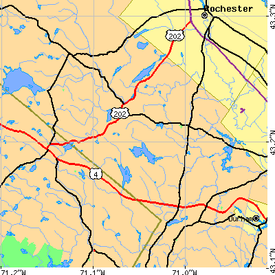 Zip code 03825 close-up map