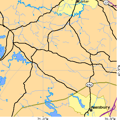 Zip code 03827 close-up map