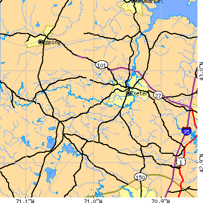 Zip code 03833 close-up map