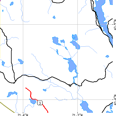Zip code 03837 close-up map