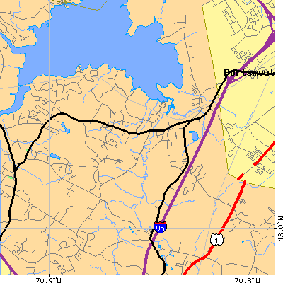 Zip code 03840 close-up map