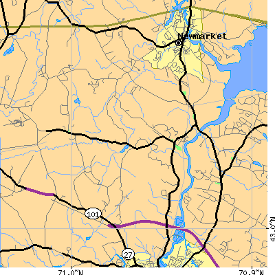 Zip code 03856 close-up map