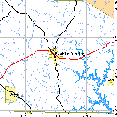 Zip code 35553 close-up map