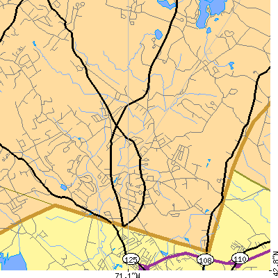 Zip code 03865 close-up map