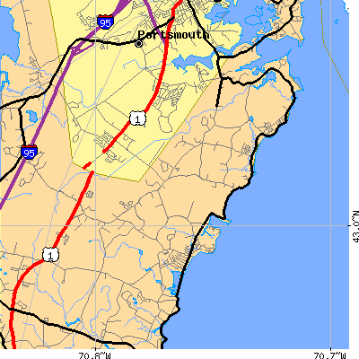 Zip code 03870 close-up map