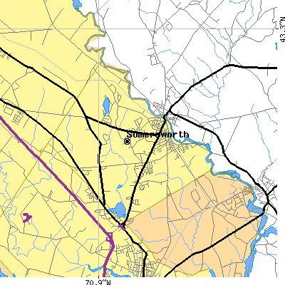 Zip code 03878 close-up map