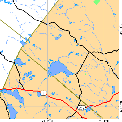 Zip code 03884 close-up map