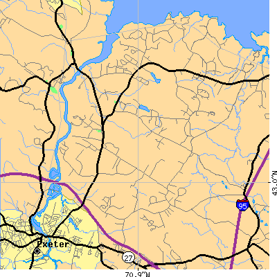 Zip code 03885 close-up map
