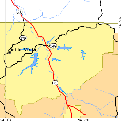 Zip code 72714 close-up map