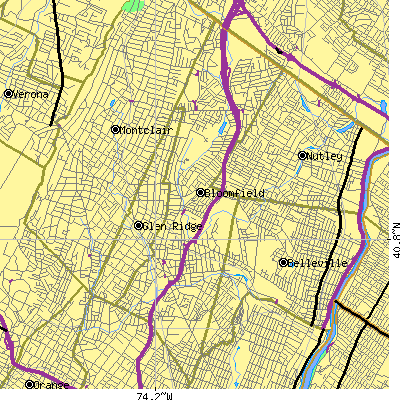 Zip code 07003 close-up map