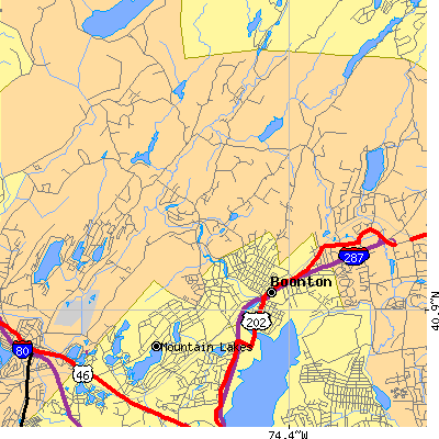 Zip code 07005 close-up map