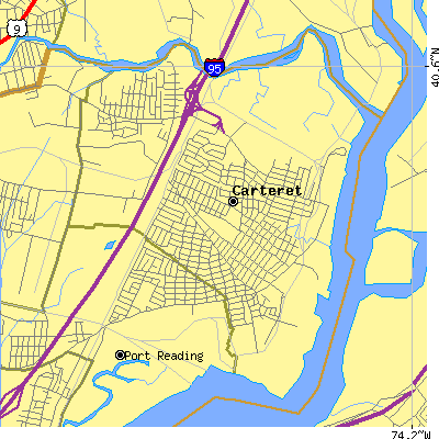 Zip code 07008 close-up map