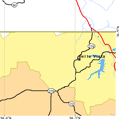 Zip code 72715 close-up map
