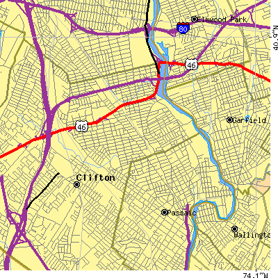 Zip code 07011 close-up map