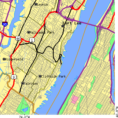 Zip code 07020 close-up map