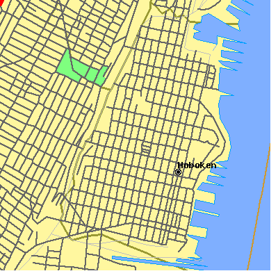 Zip code 07030 close-up map