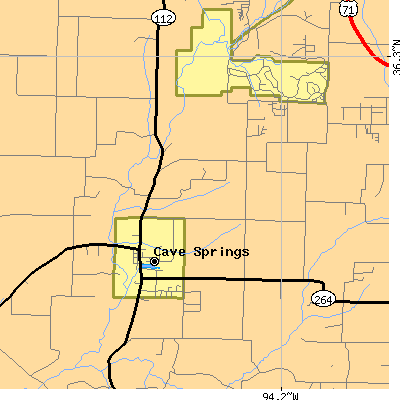 Zip code 72718 close-up map