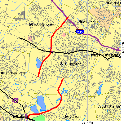 Zip code 07039 close-up map