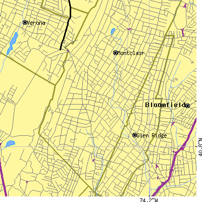Zip code 07042 close-up map
