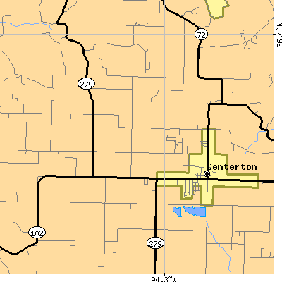 Zip code 72719 close-up map