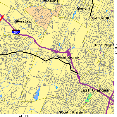 Zip code 07052 close-up map