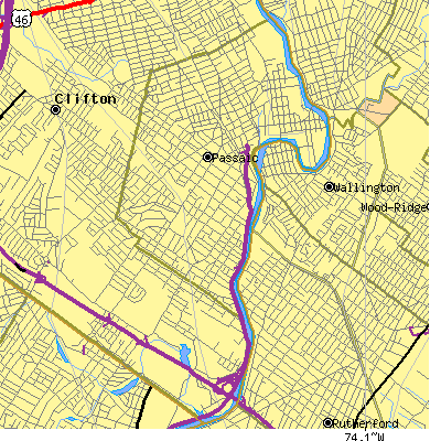 Zip code 07055 close-up map