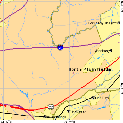 Zip code 07059 close-up map
