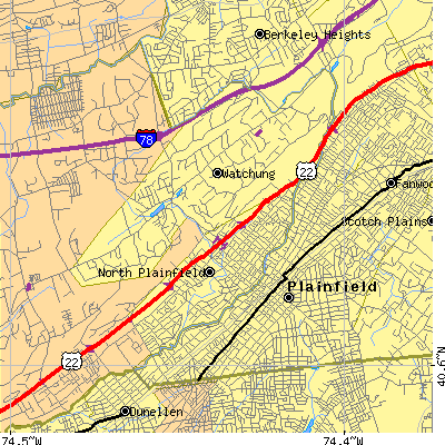 Zip code 07060 close-up map