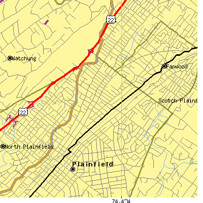 Zip code 07062 close-up map