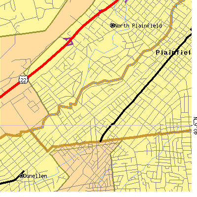 Zip code 07063 close-up map