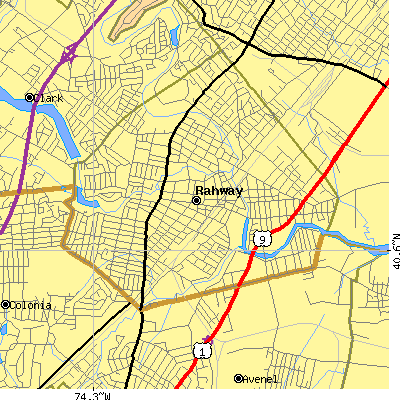 Zip code 07065 close-up map