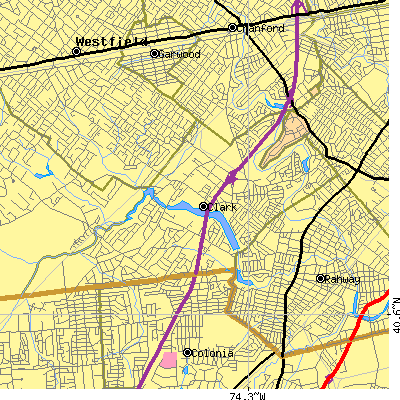 Zip code 07066 close-up map