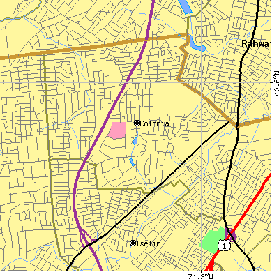Zip code 07067 close-up map