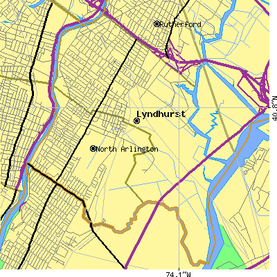 Zip code 07071 close-up map