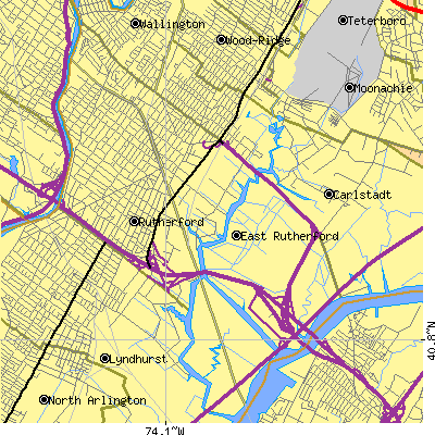 Zip code 07073 close-up map