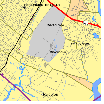 Zip code 07074 close-up map