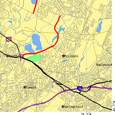 Zip code 07078 close-up map