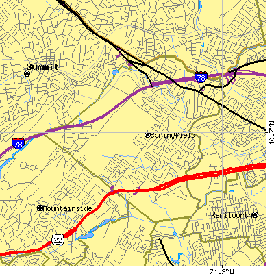 Zip code 07081 close-up map