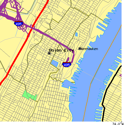 Zip code 07087 close-up map