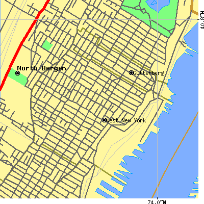 Zip code 07093 close-up map
