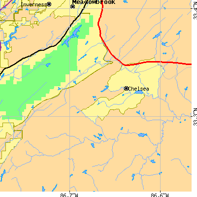 Zip code 35043 close-up map