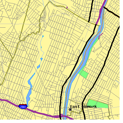 Zip code 07104 close-up map